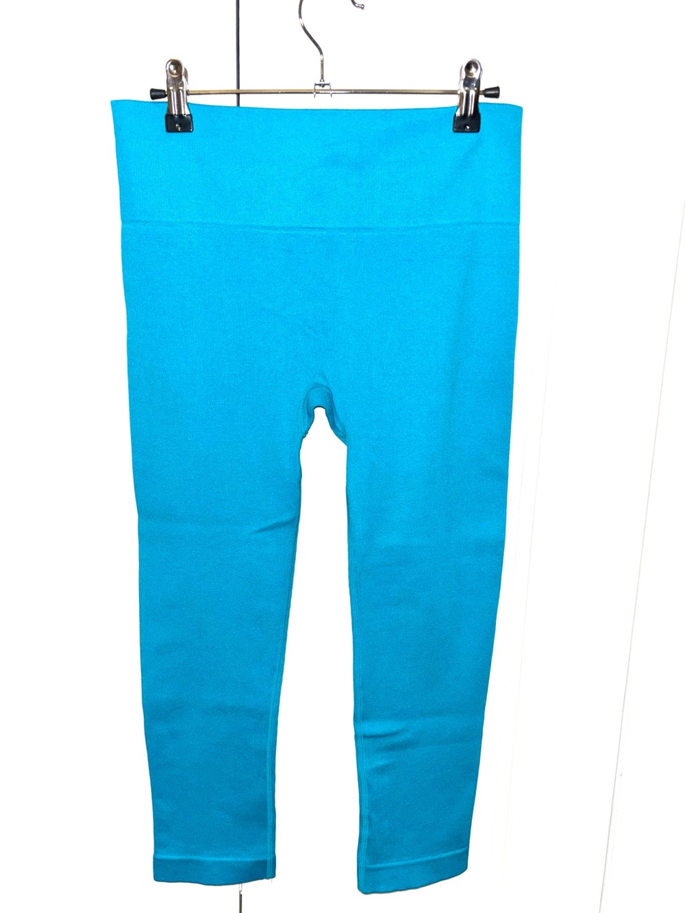 Blue Fine Ribbed Leggings